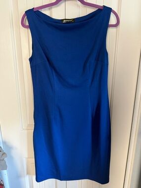 Allegra K Cobalt Blue Sleeveless Sheath Dress